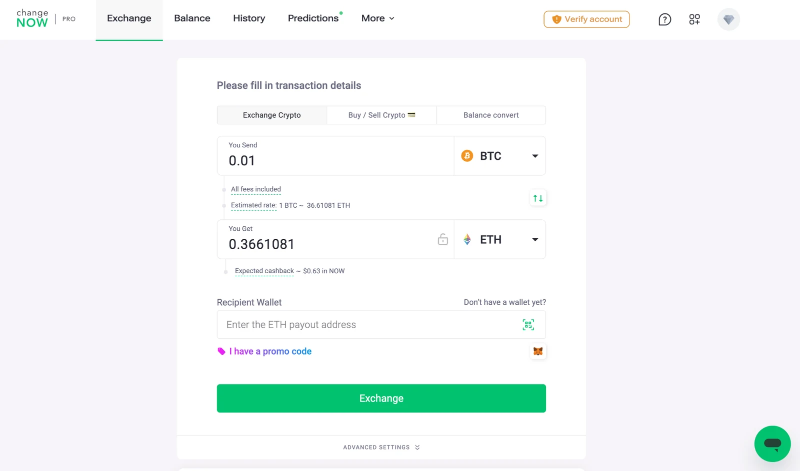Convert funds